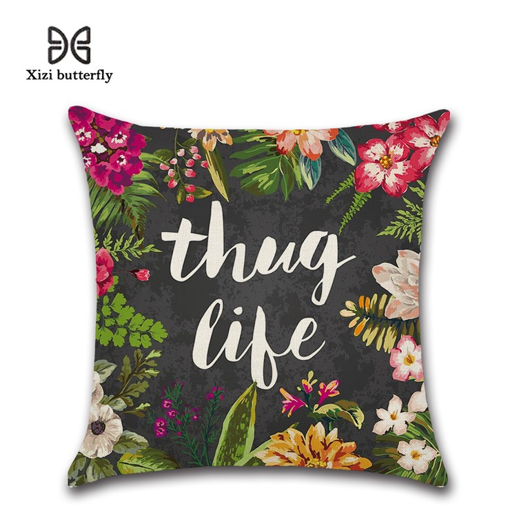 Leaves Pattern Throw Pillow Cover Soft Linen Cotton Square Cover, Size: 45 x 45cm - Style 16-1