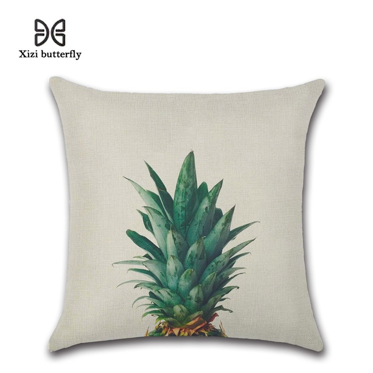 Leaves Pattern Throw Pillow Cover Soft Linen Cotton Square Cover, Size: 45 x 45cm - Style 18-1