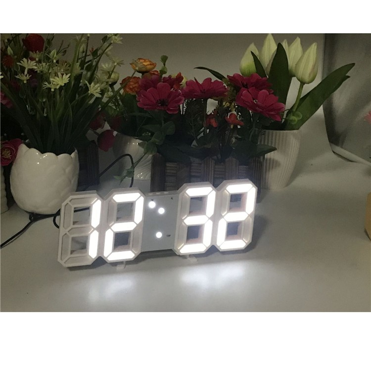Electric LED Light Easy-to-read Clock with Adjustable Brightness - White-3