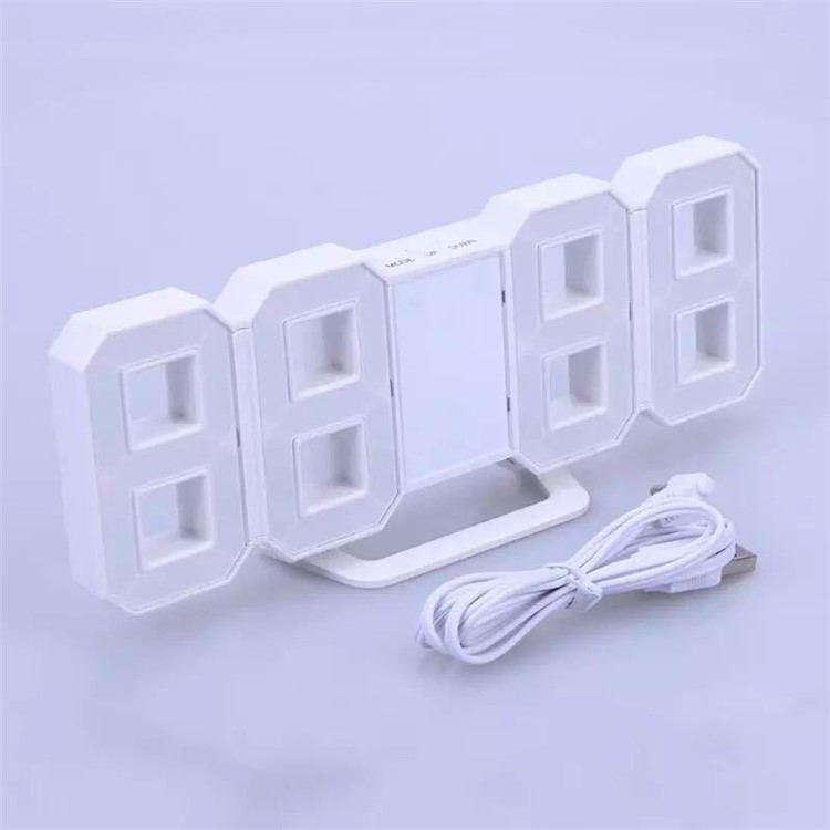 Electric LED Light Easy-to-read Clock with Adjustable Brightness - White-5