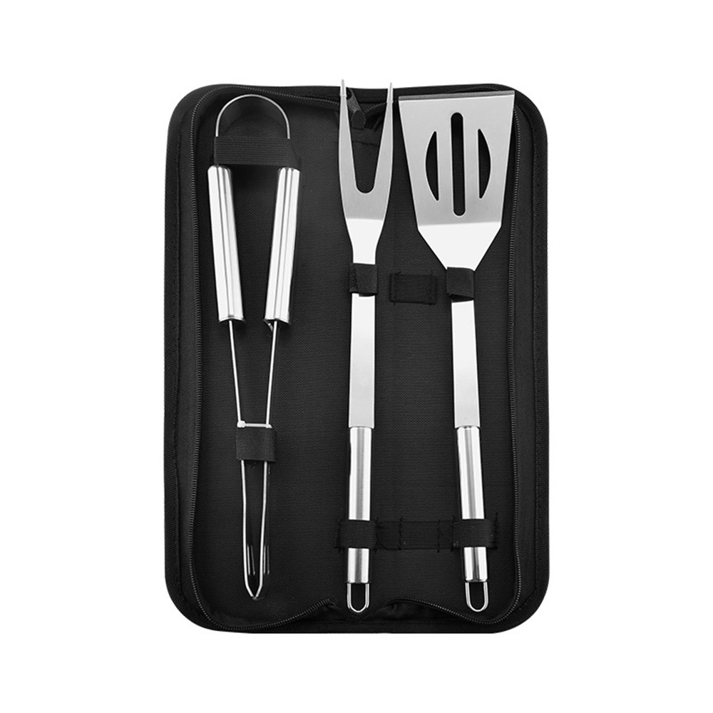 3Pcs Portable Stainless Steel Barbecue Tools for Home Outdoor with Storage Bag-1