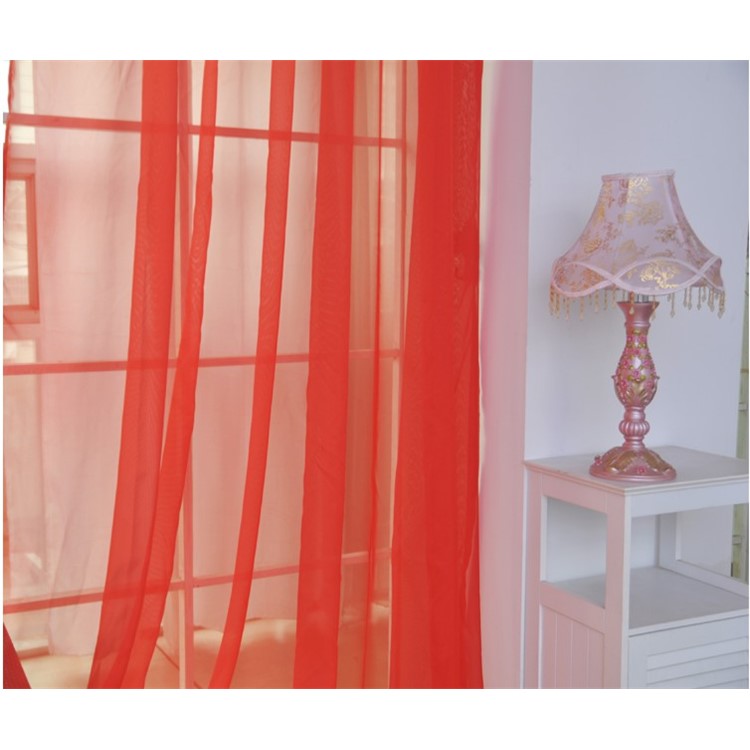 Transparent Curtain Window Tulle Drape Sheer for Living Room Bedroom 1x2m - Red-2