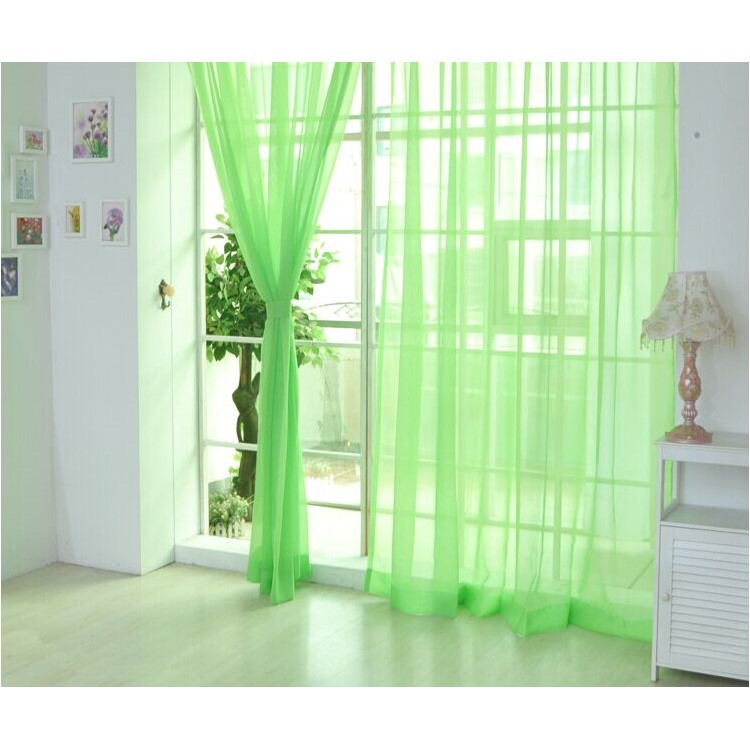 Transparent Curtain Window Tulle Drape Sheer for Living Room Bedroom 1x2m - Green-1