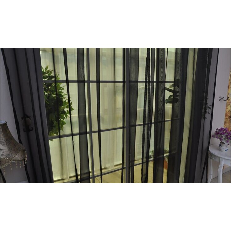 Transparent Curtain Window Tulle Drape Sheer for Living Room Bedroom 1x2m - Black-2