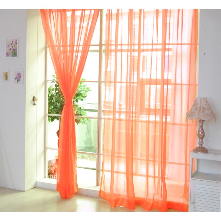 Transparent Curtain Window Tulle Drape Sheer for Living Room Bedroom 1x2m - Orange-1