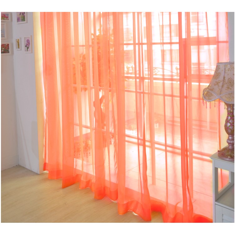 Transparent Curtain Window Tulle Drape Sheer for Living Room Bedroom 1x2m - Orange-2