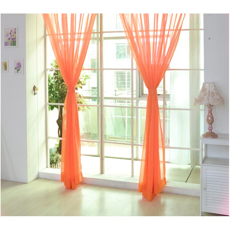 Transparent Curtain Window Tulle Drape Sheer for Living Room Bedroom 1x2m - Orange-3