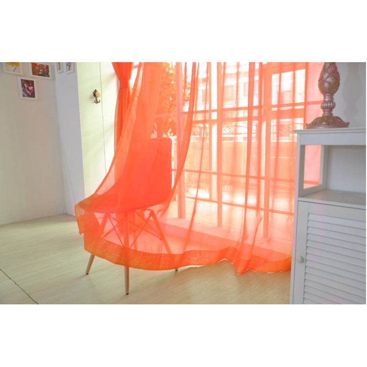 Transparent Curtain Window Tulle Drape Sheer for Living Room Bedroom 1x2m - Orange-4