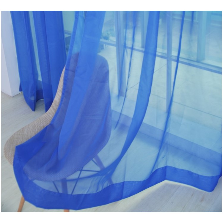 Transparent Curtain Window Tulle Drape Sheer for Living Room Bedroom 1x2m - Dark Blue-3