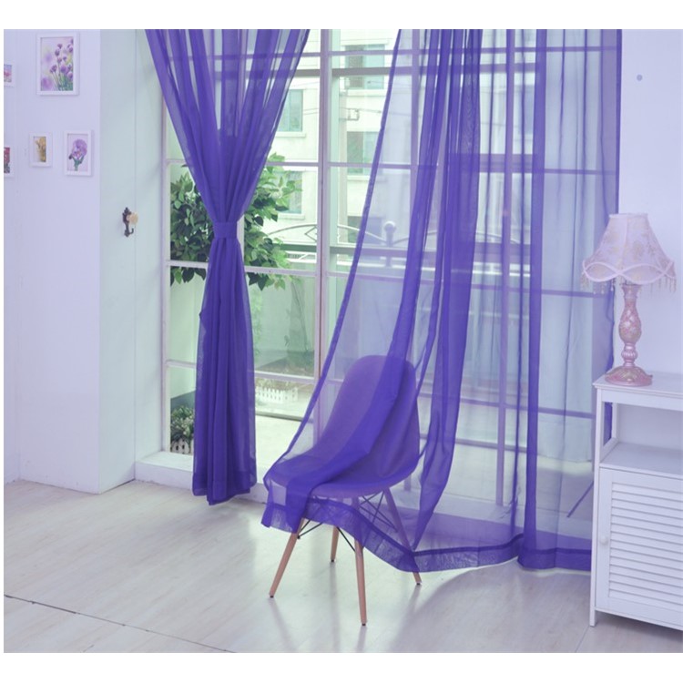 Transparent Curtain Window Tulle Drape Sheer for Living Room Bedroom 1x2m - Purple-1