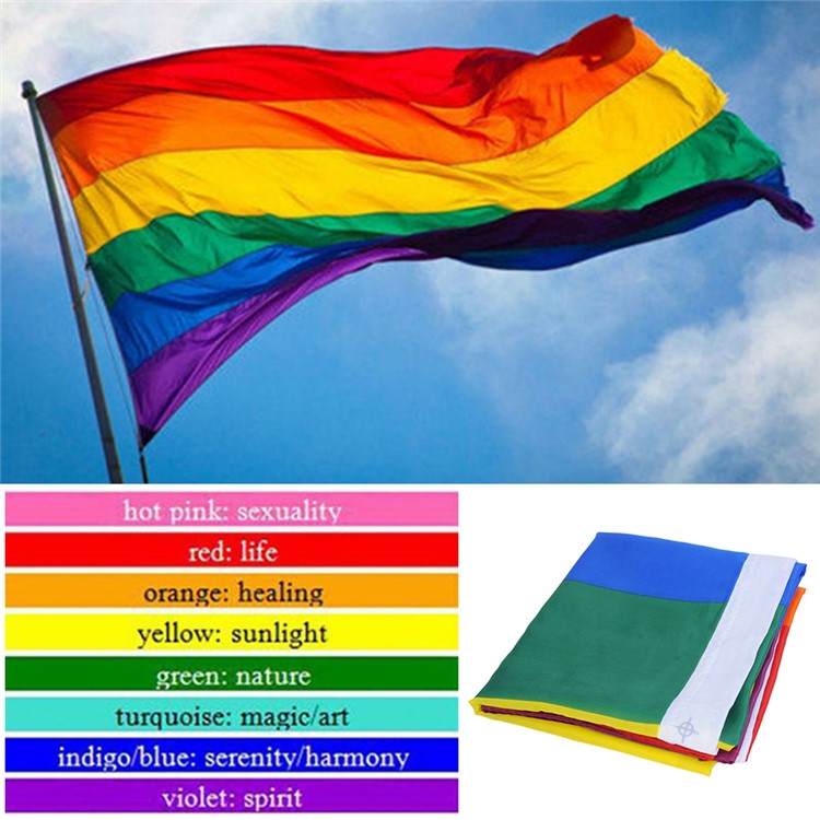 Drapeau De L'arc-en-ciel Gaie De Fierté De Paix De Drapeau De Polyester De Polyester De LGBT D'argile-3
