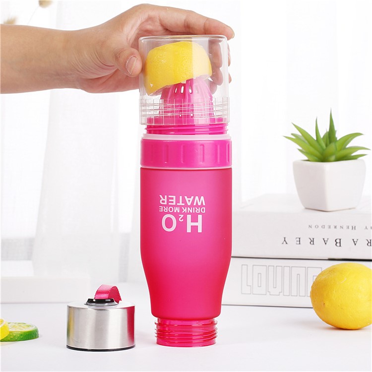 650ml Fruit Infuser Bottle Frosted Plastic Lemon Juice Water Bottle - Rose
