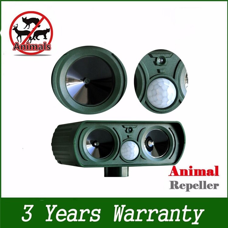 Solar Power Dual Ultra Sonic Garden Pest Repeller Cat Dog Fox Animal Deterrent-13