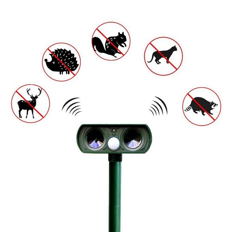 Solar Power Dual Ultra Sonic Garden Pest Repeller Cat Dog Fox Animal Deterrent-15