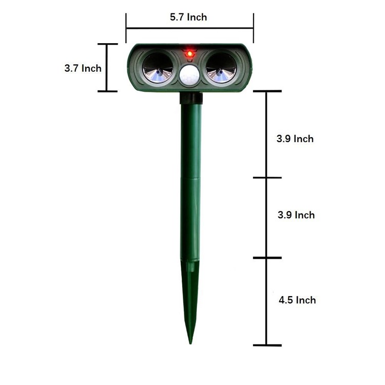 Solar Power Dual Ultra Sonic Garden Pest Repeller Cat Dog Fox Animal Deterrent-18