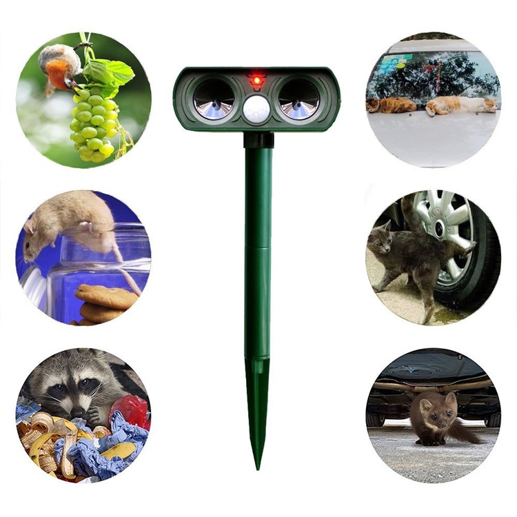 Solar Power Dual Ultra Sonic Garden Pest Repeller Cat Dog Fox Animal Deterrent-4