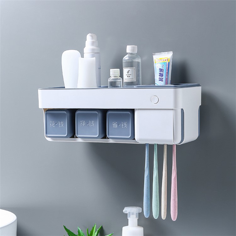 Bathroom Wall-Mounted Adhensive Toothbrush Rack Set Holder Intelligent Bacteriostasis-1