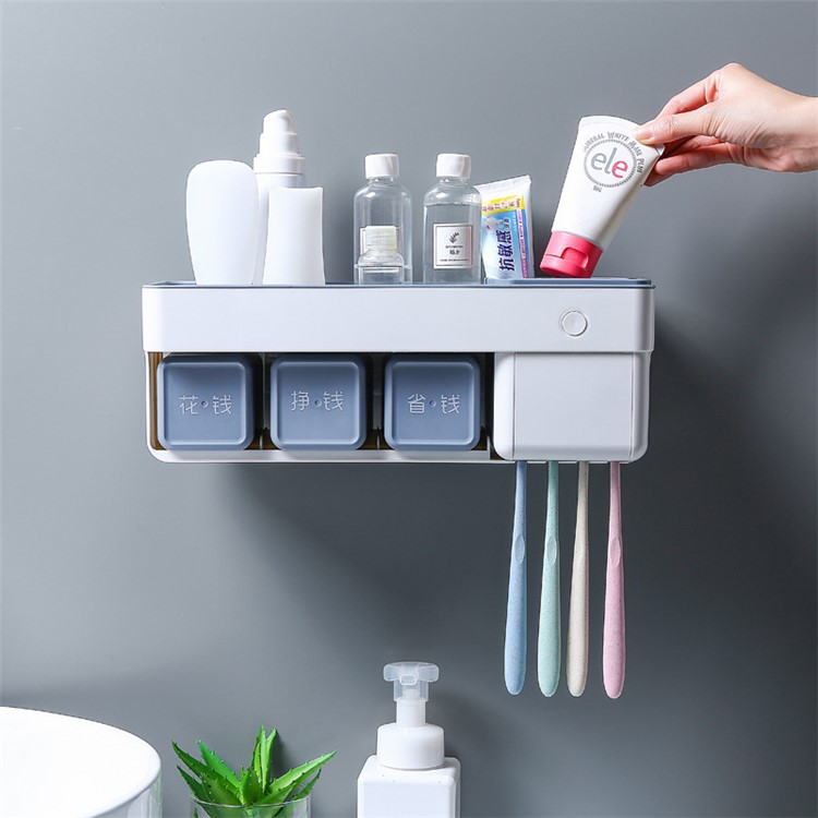 Bathroom Wall-Mounted Adhensive Toothbrush Rack Set Holder Intelligent Bacteriostasis-6
