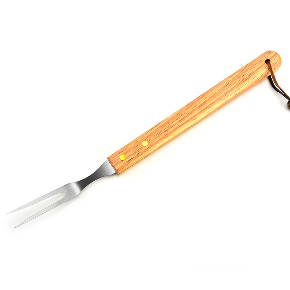 La Manija De Madera De Las Herramientas De La Parrilla Del Bbq 10pcs / Set Lleva El Sistema Del Bolso-3
