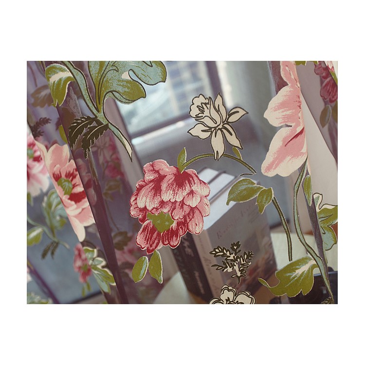 1x2m Peony Flower Curtain Blackout Window Tulle Drape Sheer for Bedroom Living Room - Purple-4