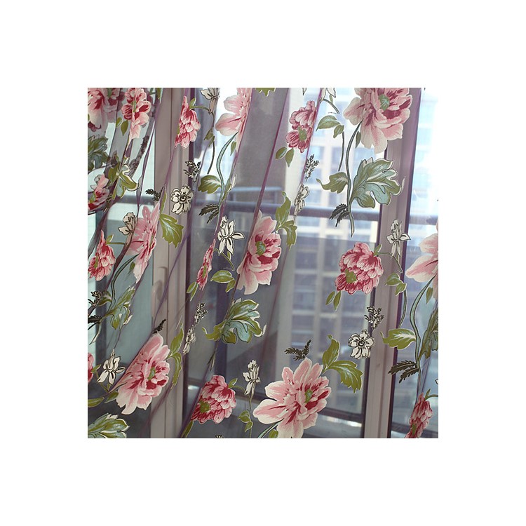 1x2m Peony Flower Curtain Blackout Window Tulle Drape Sheer for Bedroom Living Room - Purple-9