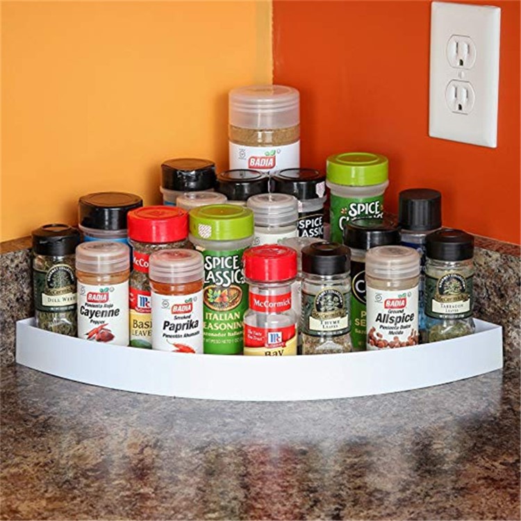 Seasoning Box Holder Shelf Corner Bath Storage Holder Home Organizer Rack - Grey-3