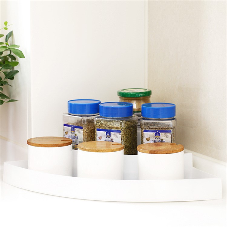 Seasoning Box Holder Shelf Corner Bath Storage Holder Home Organizer Rack - Grey-4