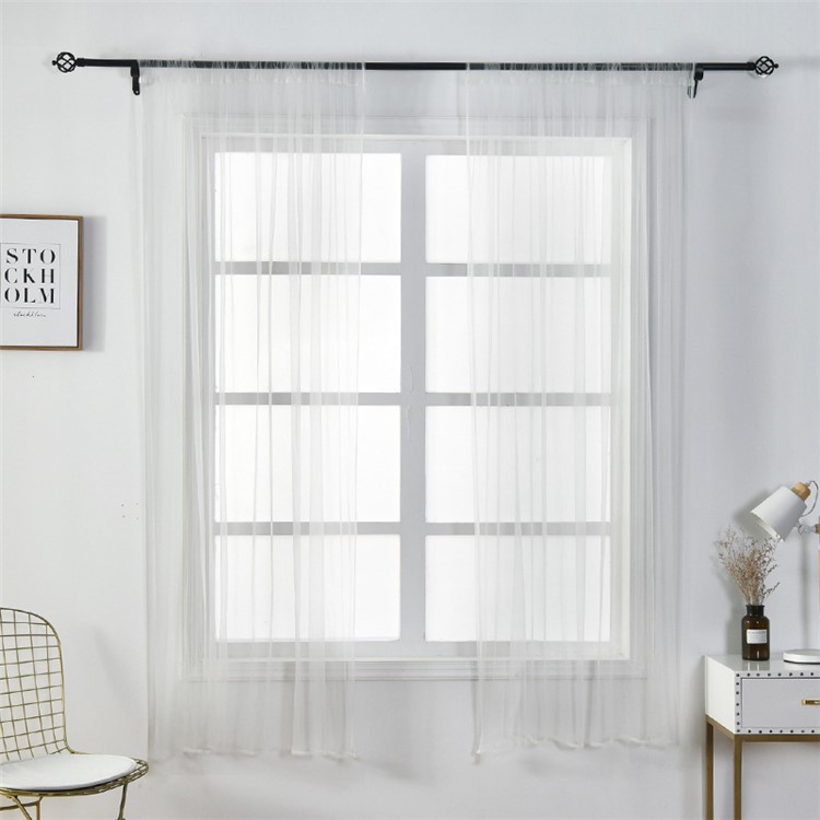 1x1.5m Transparent Curtain Window Tulle Drape Sheer for Living Room Bedroom - White-1