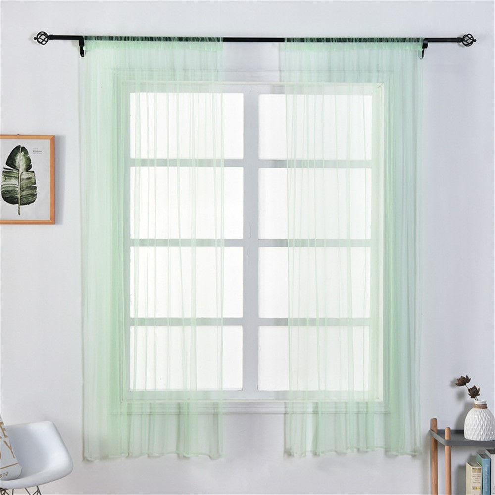 1x1.5M Cortina Transparente Ventana De La Ventana Cuadrado Sheer Para La Habitación De La Sala De Estar - Verde Claro