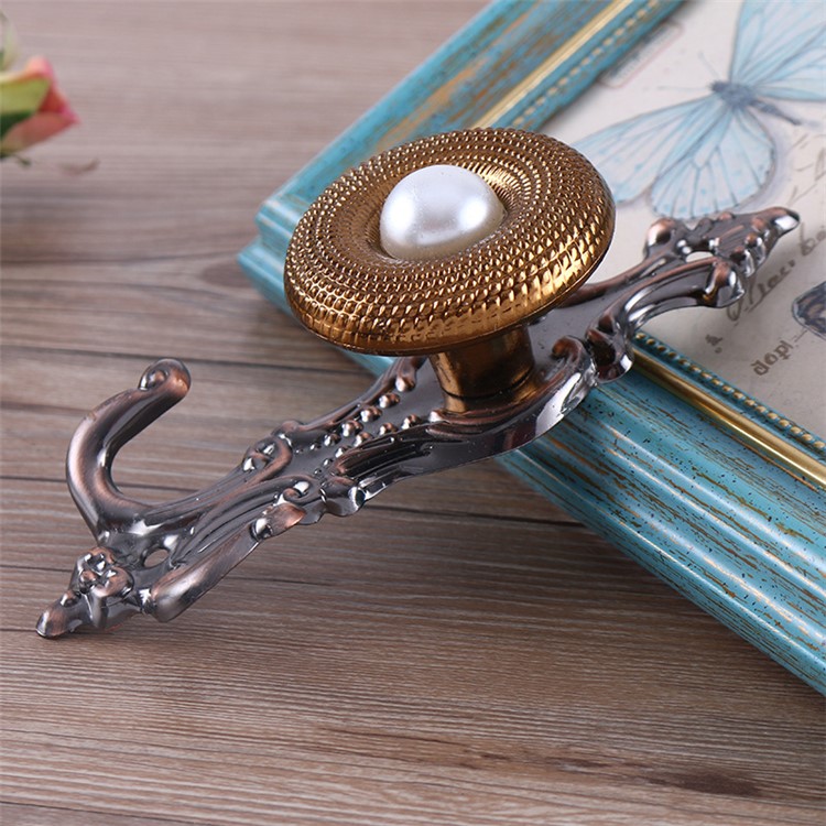 1 Pair Curtain Wall Hooks Metal Pearl Holdbcak Tieback - Dark Grey-1