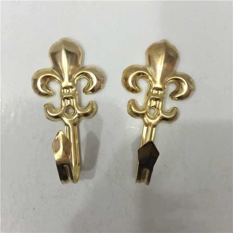 1 Pair Curtain Holdbcak Metal Wall Hooks Tieback - Gold-1
