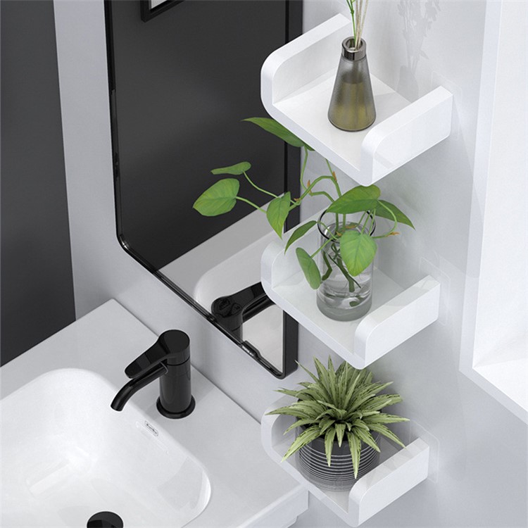 Bathroom Holder Rack Wall Bar Mounted Towel Hanger Storage Shelf - 16.9x10.9x6.8cm-3