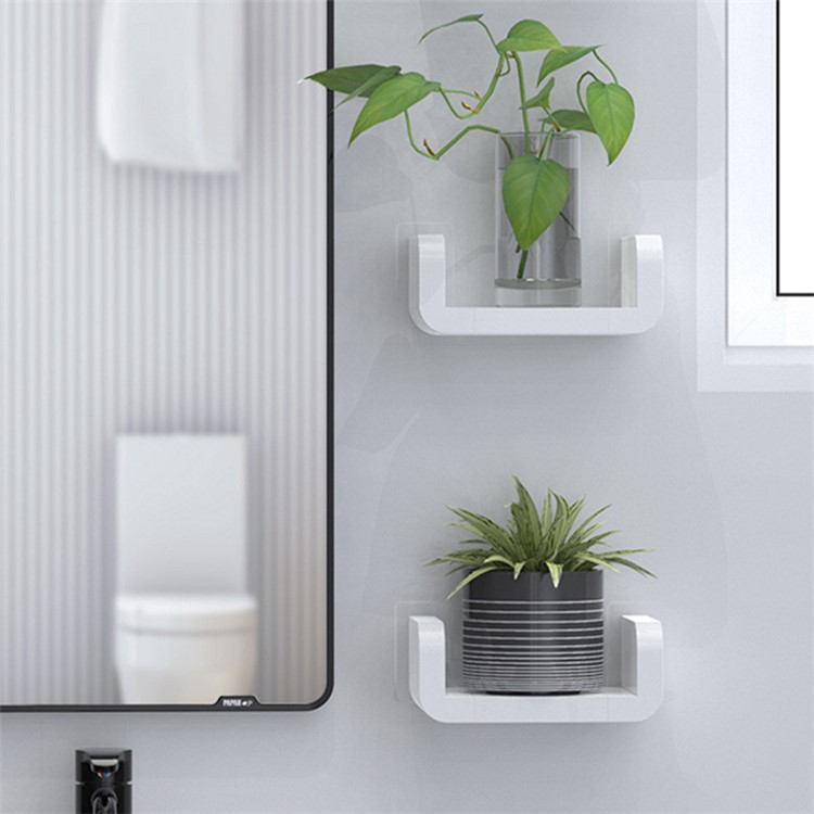 Bathroom Holder Rack Wall Bar Mounted Towel Hanger Storage Shelf - 16.9x10.9x6.8cm-4