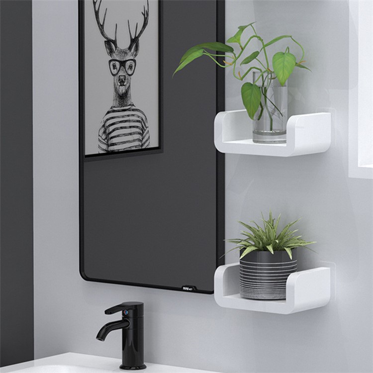 Bathroom Holder Rack Wall Bar Mounted Towel Hanger Storage Shelf - 16.9x10.9x6.8cm-6