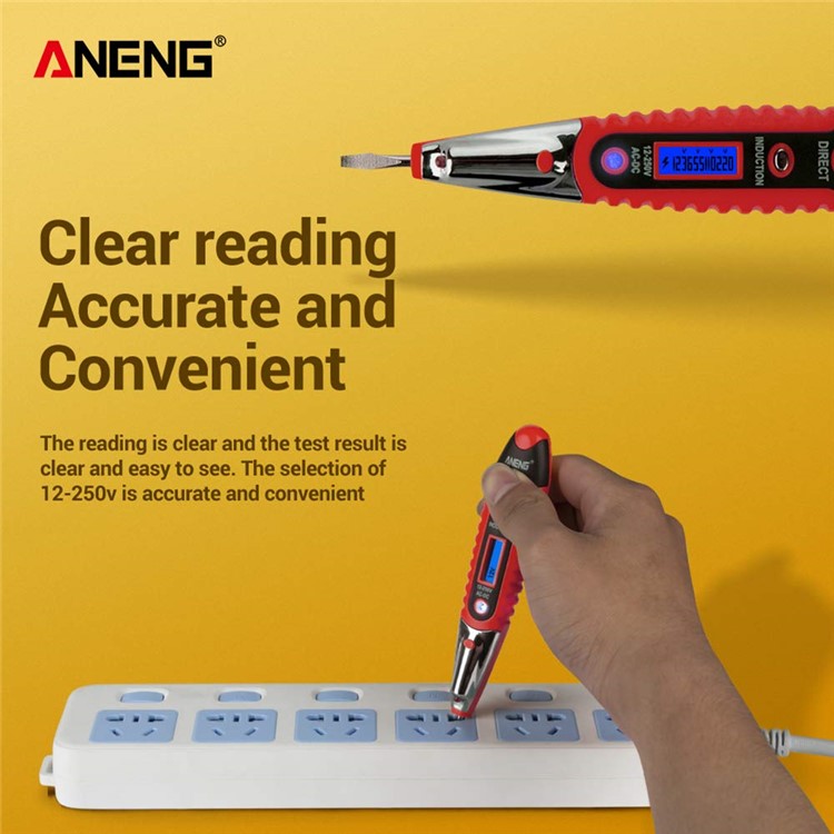 ANENG VD700 Digital Display Multi-functional Safety Induction Electro-technical Pen with LED Lighting - Red-2