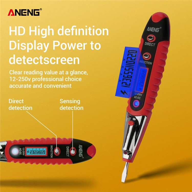 ANENG VD700 Digital Display Multi-functional Safety Induction Electro-technical Pen with LED Lighting - Red-4