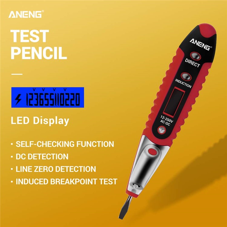ANENG VD700 Digital Display Multi-functional Safety Induction Electro-technical Pen with LED Lighting - Red-6