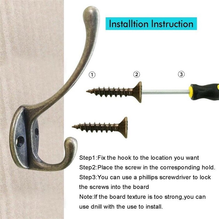 10 Pcs/Pack Alloy Retro Bronze Cabinet Bathroom Wall Hooks-12