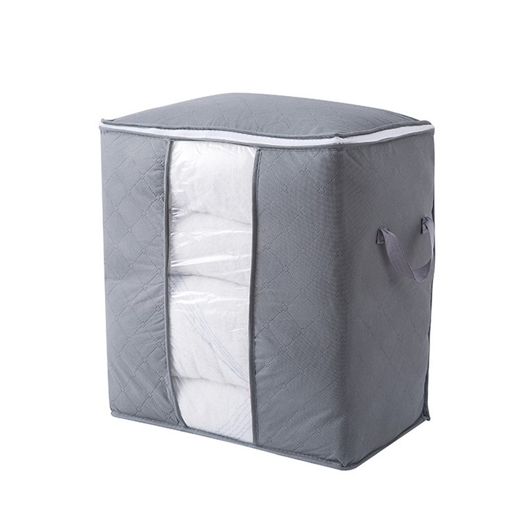 Non-woven Cotton Quilt Clothing Home House Large Storage Bag - Grey/Vertical-1