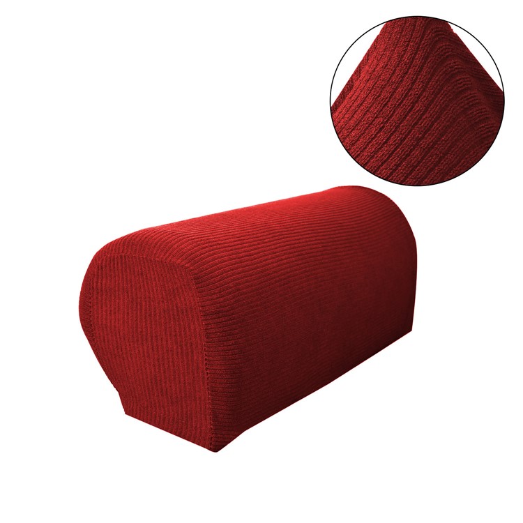 2Pcs/Pack Velvet Stripes Sofa Armrest Cover Arm Protector - Red-1