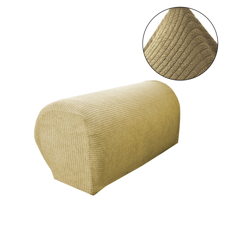 2Pcs/Pack Velvet Stripes Sofa Armrest Cover Arm Protector - Beige-1