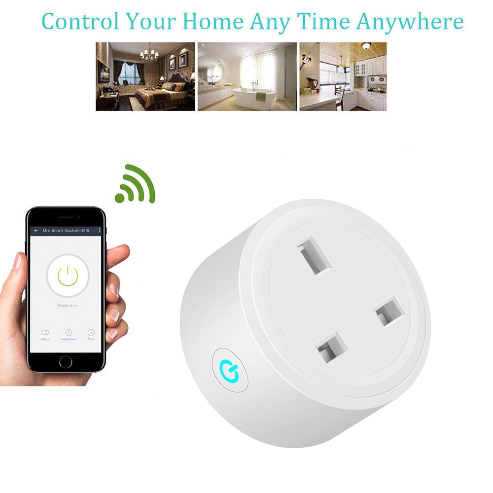 UK Plug Smart Wifi Socket Phone APP Voice Remote Control Home DS-211
