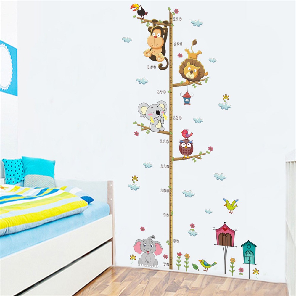 Cartoon Tier Wandaufkleber Kinder Höhenkarte Höhenherrscher Home Decor 30x90cm