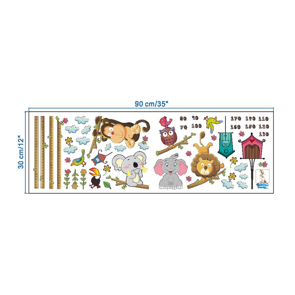 Cartoon Animal Wall Sticker Kids Height Chart Height Ruler Home Decor 30x90cm-4