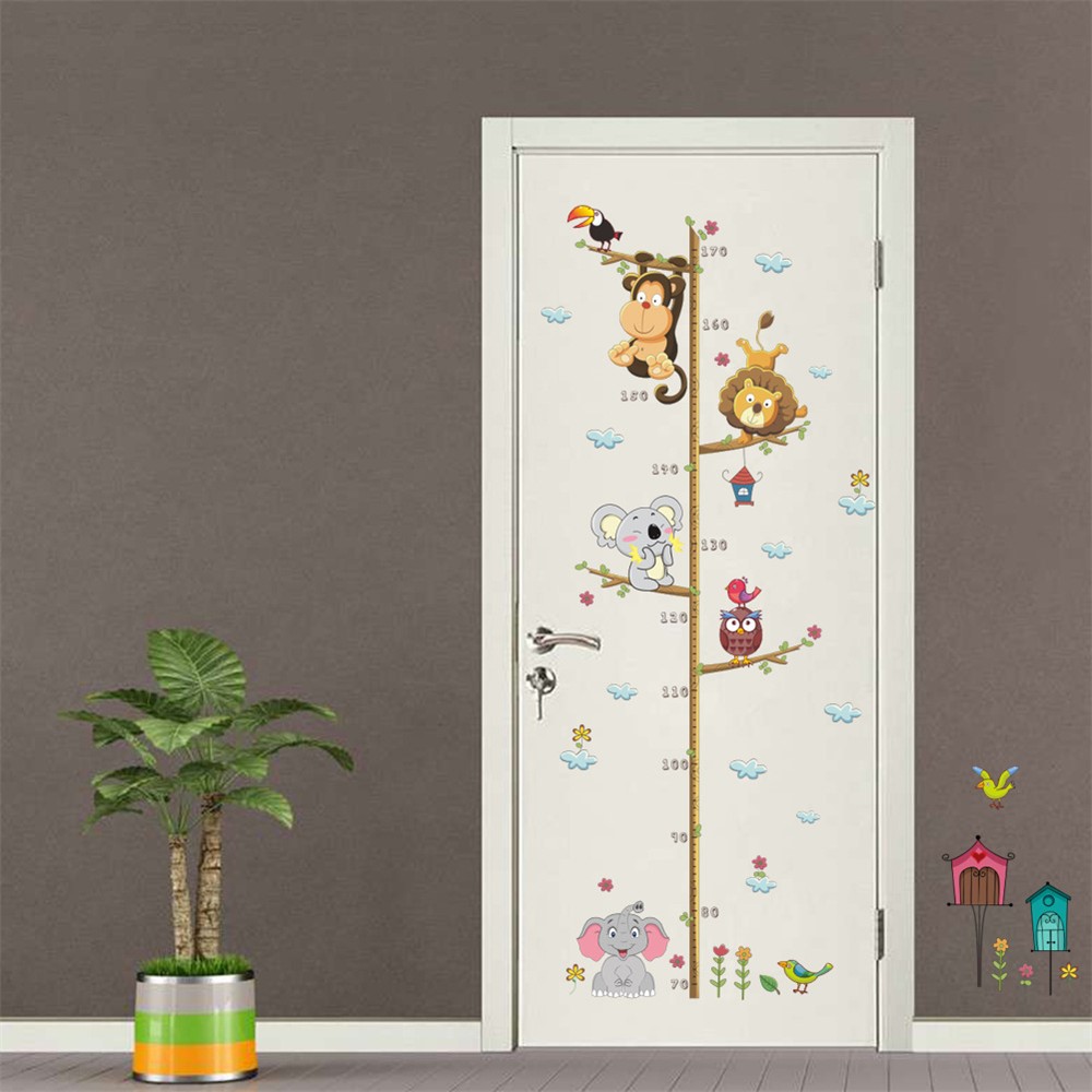 Cartoon Animal Wall Sticker Bambini Altezza Grafico Altezza Righello Home Decor 30x90cm