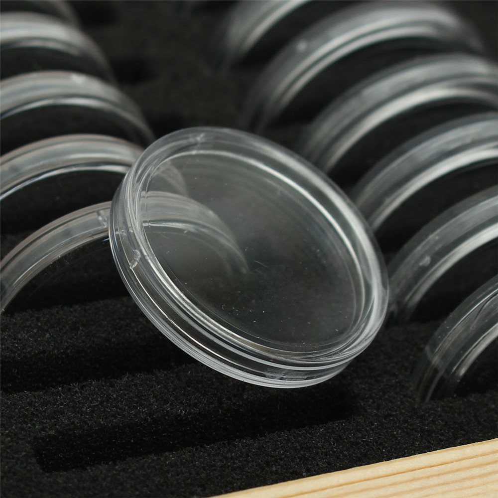 Wood Coins Storage Box Case for Slab Certified Coin with 50 Capsules-10