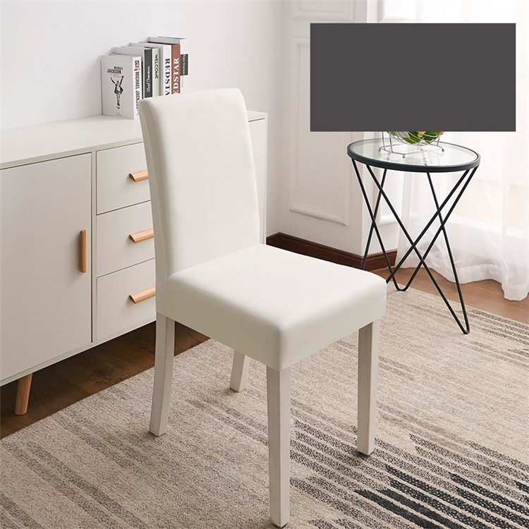 Elastic Semi-truncated Dining Room Family Hotel Chair Cover - White-1