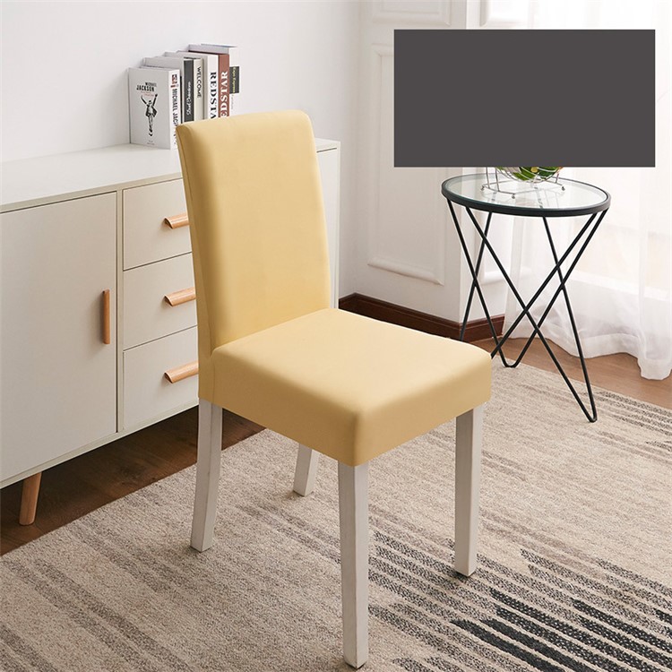 Elastic Semi-truncated Dining Room Family Hotel Chair Cover - Champagne-1