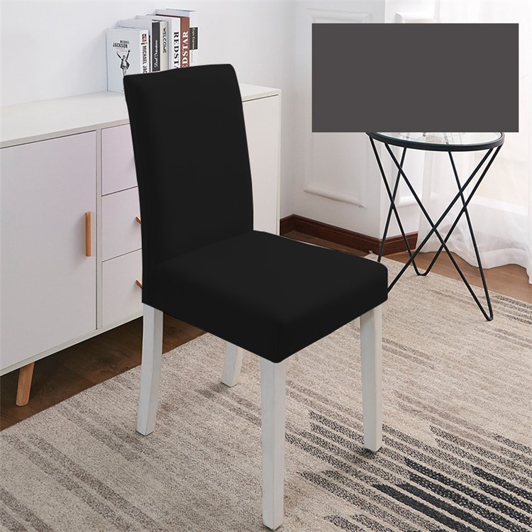 Elastic Semi-truncated Dining Room Family Hotel Chair Cover - Black-1