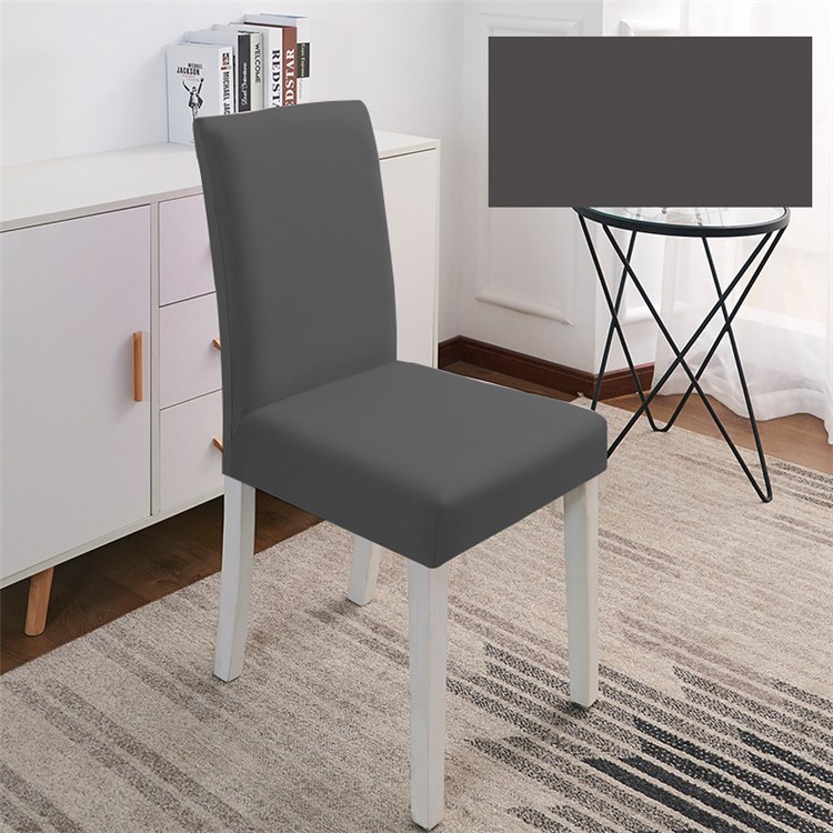 Elastic Semi-truncated Dining Room Family Hotel Chair Cover - Grey-1